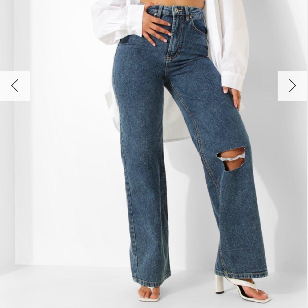 Washed distressed knee dad jeans